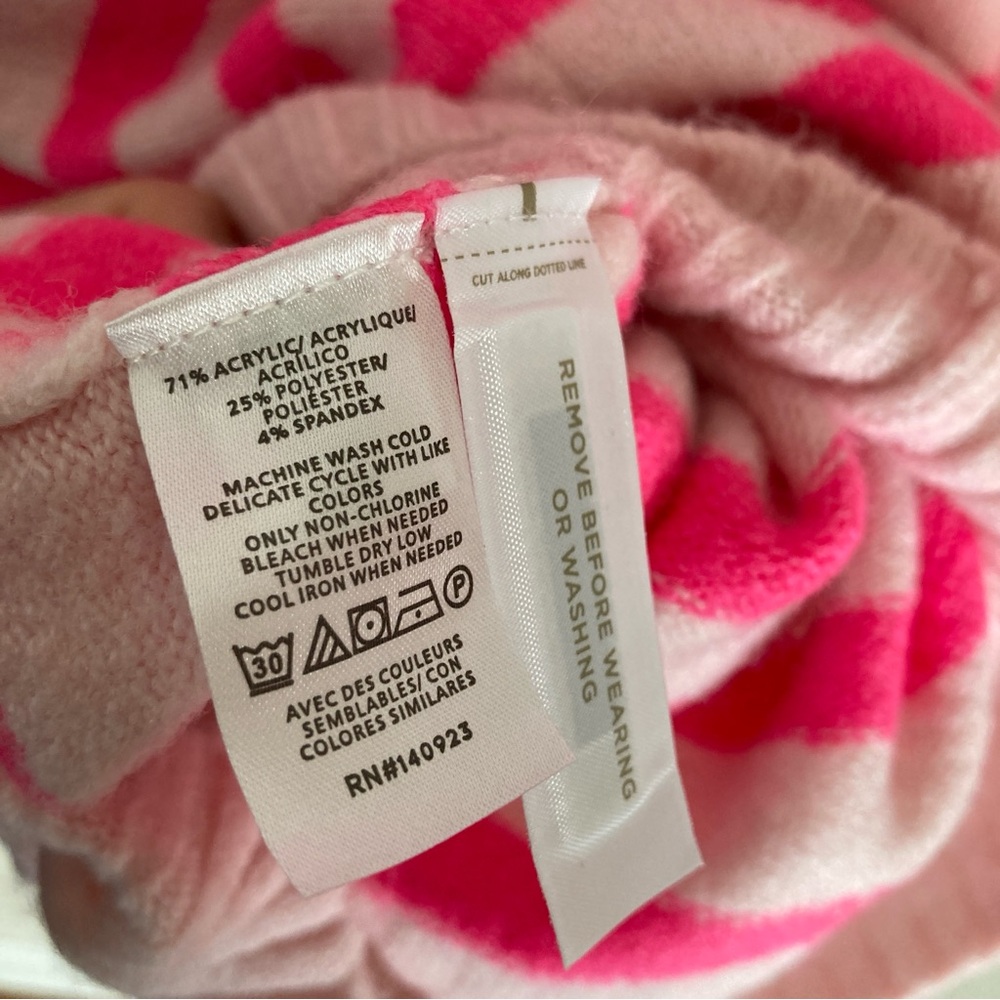 LOFT Pink & Hot Pink Striped Turtleneck Sweater - Picture 8 of 12